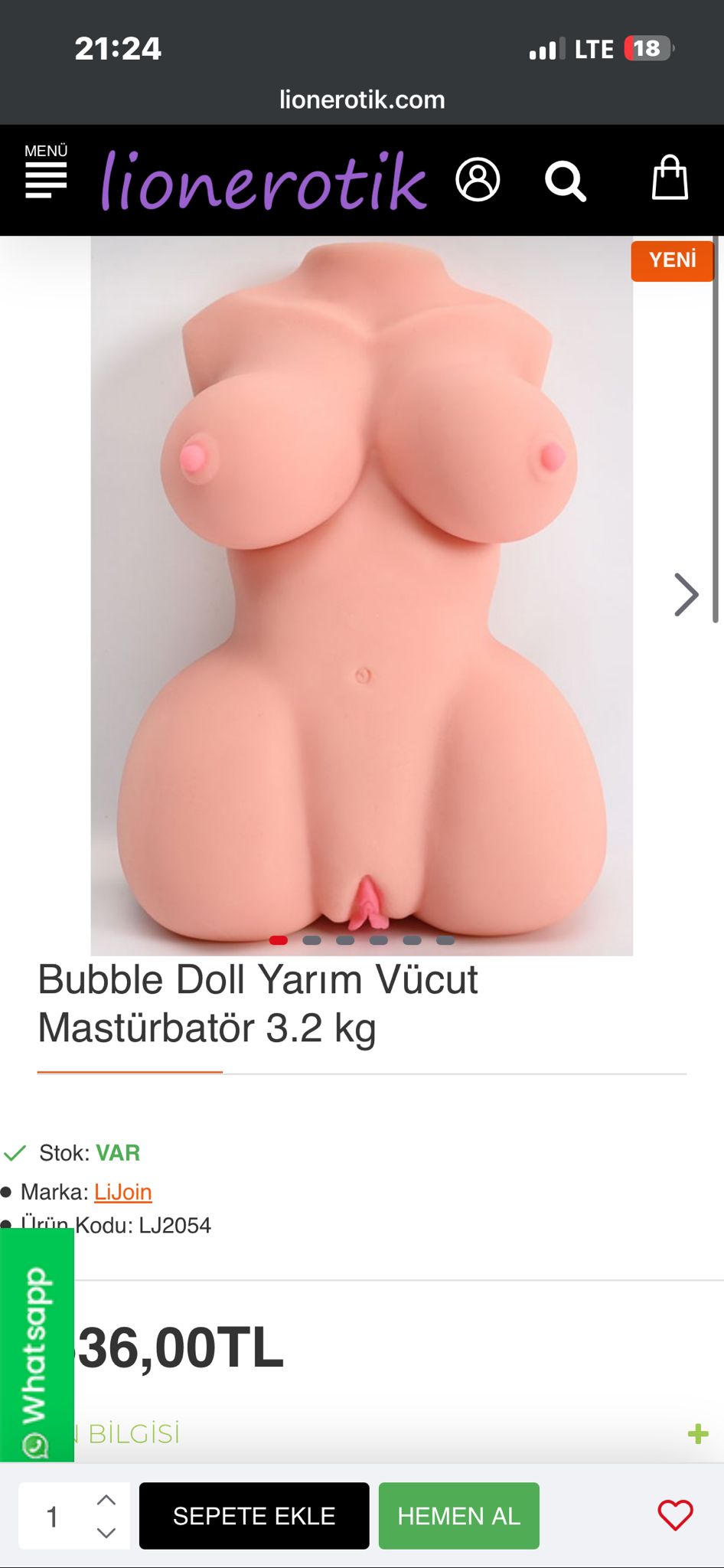 Bubble Doll Yarım Vücut Mastürbatör 3.2Kg